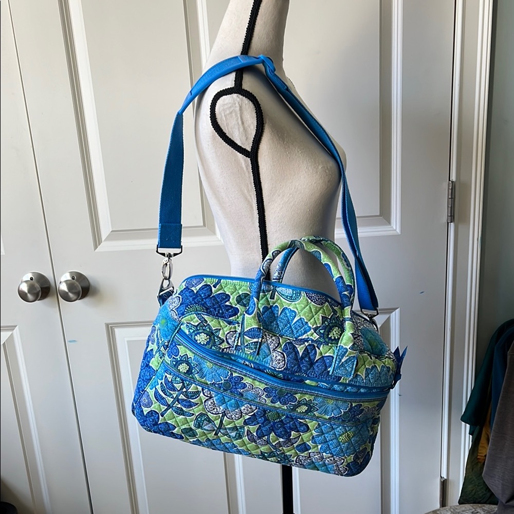 Vera Bradley Blue and Green Floral Weekender Tote